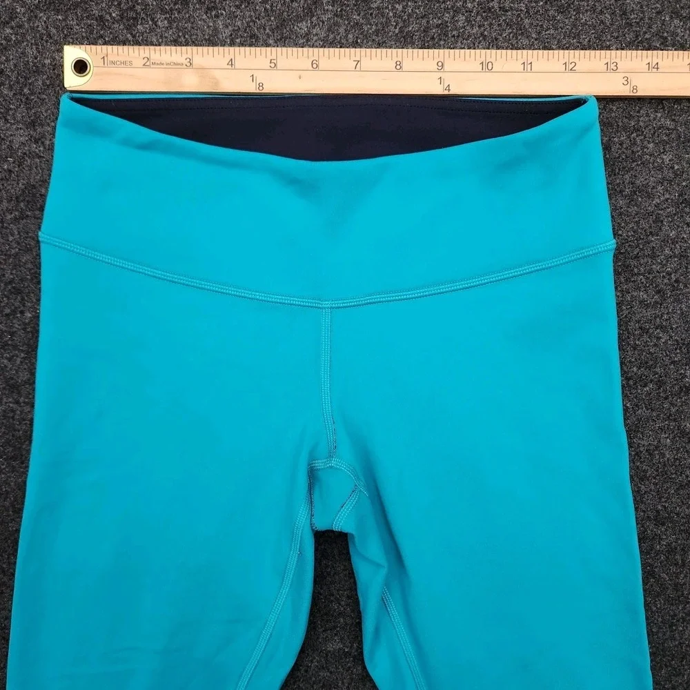 Lululemon Leggings Womens 6 Blue Reversible Cropped Yoga Athletic Running Lounge - Picture 3 of 6
